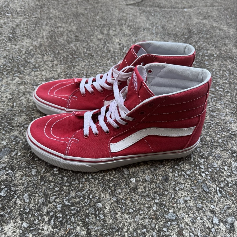 Vans Sk8-Hi Racing Red Men's 9‎ Women's 10.5 Sneaker Skater Canvas Hi-Top Shoes - Picture 3 of 10
